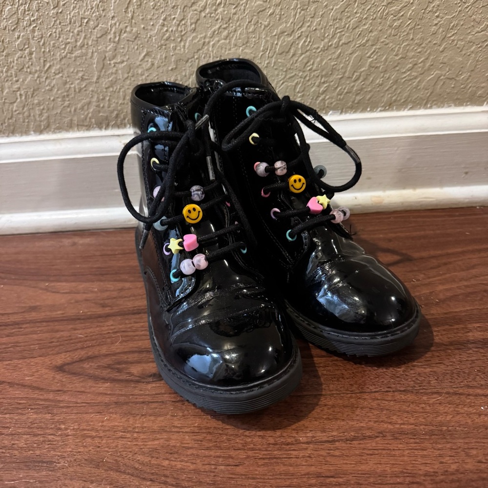 Black Kids Shoes with Colorful Beads